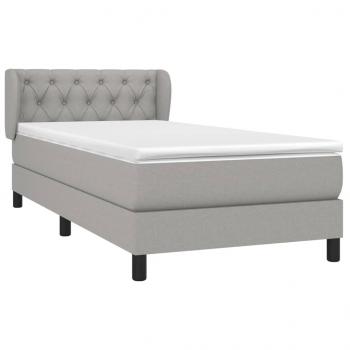 Boxspringbett mit Matratze Hellgrau 80x200 cm Stoff