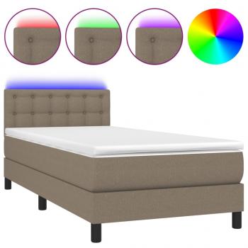 Boxspringbett mit Matratze & LED Taupe 100x200 cm Stoff