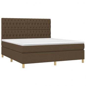 Boxspringbett mit Matratze & LED Dunkelbraun 180x200 cm Stoff