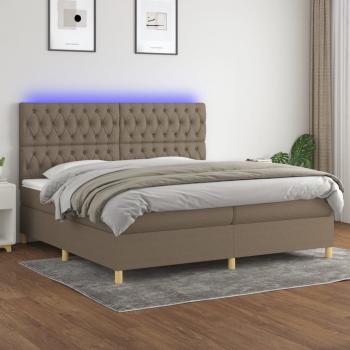 ARDEBO.de - Boxspringbett mit Matratze & LED Taupe 200x200 cm Stoff