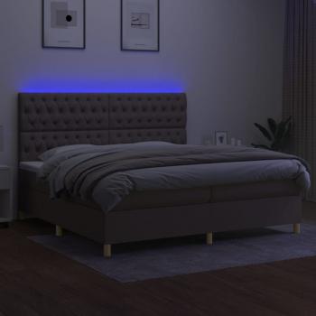 Boxspringbett mit Matratze & LED Taupe 200x200 cm Stoff