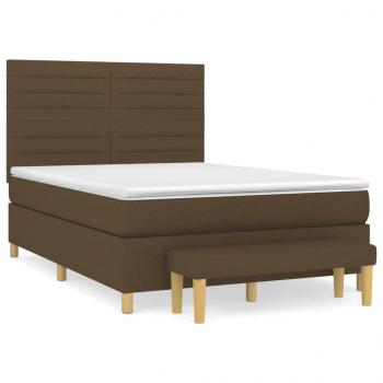 Boxspringbett mit Matratze Dunkelbraun 140x190 cm Stoff