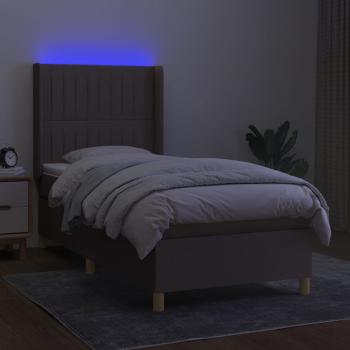 Boxspringbett mit Matratze & LED Taupe 100x200 cm Stoff 