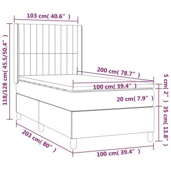 Boxspringbett mit Matratze & LED Taupe 100x200 cm Stoff 