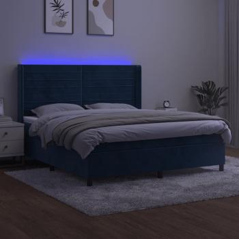 Boxspringbett mit Matratze & LED Dunkelblau 160x200 cm Samt