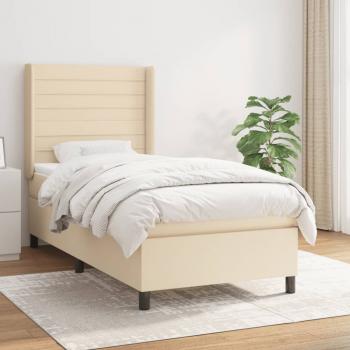 ARDEBO.de - Boxspringbett mit Matratze Creme 90x200 cm Stoff