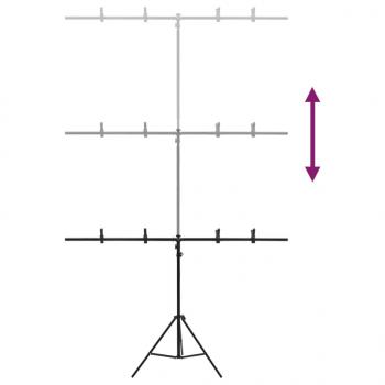 Hintergrundständer T-Form Schwarz 151x60x(70-200) cm