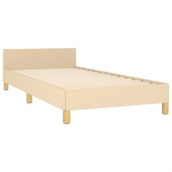 Bettgestell mit Kopfteil Creme 90x190 cm Stoff