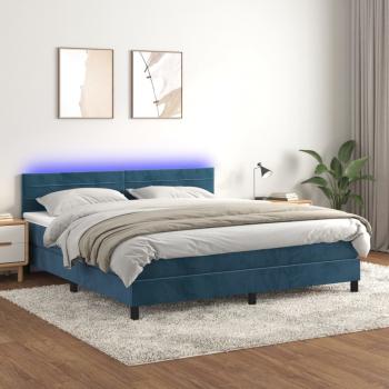 ARDEBO.de - Boxspringbett mit Matratze & LED Dunkelblau 160x200 cm Samt