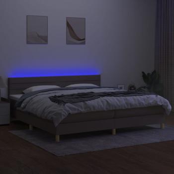 Boxspringbett mit Matratze & LED Taupe 200x200 cm Stoff