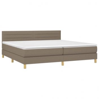 Boxspringbett mit Matratze & LED Taupe 200x200 cm Stoff