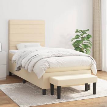 ARDEBO.de - Boxspringbett mit Matratze Creme 90x200 cm Stoff