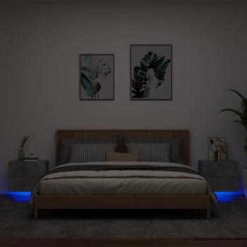 ARDEBO.de - Wand-Nachttische mit LED-Leuchten 2 Stk. Betongrau