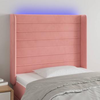 ARDEBO.de - LED Kopfteil Rosa 83x16x118/128 cm Samt