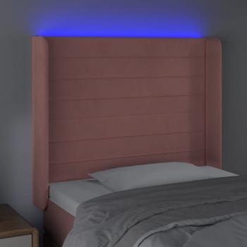 LED Kopfteil Rosa 83x16x118/128 cm Samt