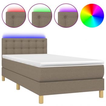 Boxspringbett mit Matratze & LED Taupe 100x200 cm Stoff