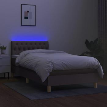 Boxspringbett mit Matratze & LED Taupe 100x200 cm Stoff 