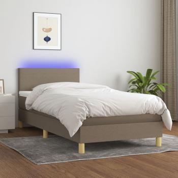 ARDEBO.de - Boxspringbett mit Matratze & LED Taupe 100x200 cm Stoff