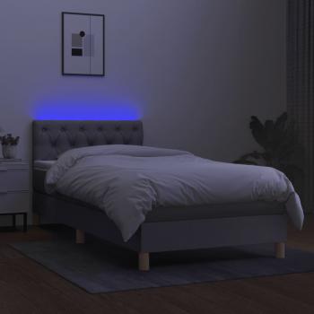 Boxspringbett mit Matratze & LED Hellgrau 80x200 cm Stoff