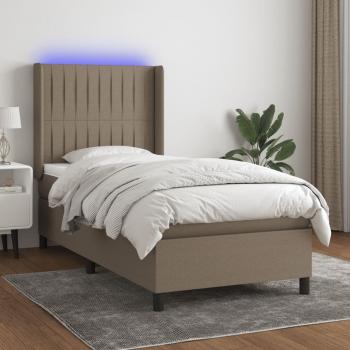 ARDEBO.de - Boxspringbett mit Matratze & LED Taupe 100x200 cm Stoff