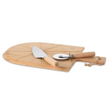 ARDEBO.de - Excellent Houseware 3-tlg. Pizza-Schneidebrett Set 43x30 cm Bambus