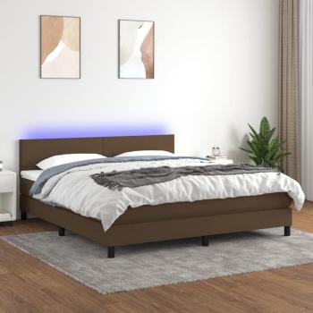 ARDEBO.de - Boxspringbett mit Matratze & LED Dunkelbraun 180x200 cm Stoff