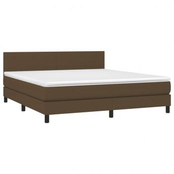 Boxspringbett mit Matratze & LED Dunkelbraun 180x200 cm Stoff