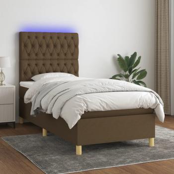 ARDEBO.de - Boxspringbett mit Matratze & LED Dunkelbraun 90x200 cm Stoff