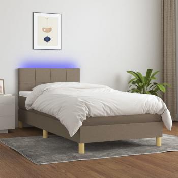 ARDEBO.de - Boxspringbett mit Matratze & LED Taupe 100x200 cm Stoff