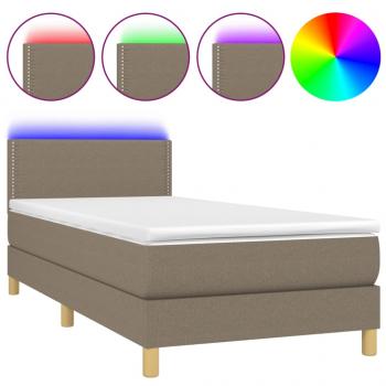 Boxspringbett mit Matratze & LED Taupe 100x200 cm Stoff