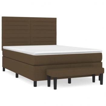 Boxspringbett mit Matratze Dunkelbraun 140x200 cm Stoff