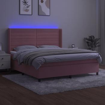 Boxspringbett mit Matratze & LED Rosa 160x200 cm Samt