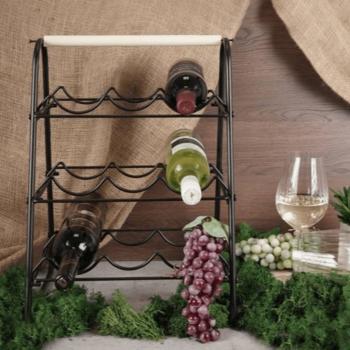 ARDEBO.de - Home&Styling Weinregal für 9 Flaschen Metall Schwarz und Natur