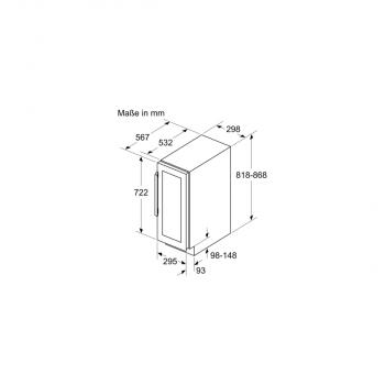 Siemens KU20WVHF0 IQ500 Weinlagerschrank, 30cm breit, 21 Standartweinflaschen, Glastür mit UV Schutz, Beleuchtung, Temperatur regelbar, Flaschenborde aus Eiche, schwarz