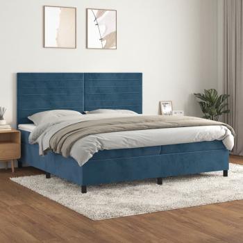 ARDEBO.de - Boxspringbett mit Matratze Dunkelblau 200x200 cm Samt