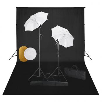 ARDEBO.de - Fotostudio-Set mit Leuchten, Schirmen, Hintergrund, Reflektor