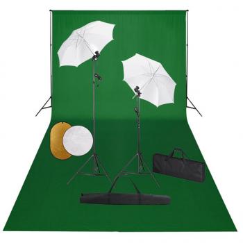 ARDEBO.de - Fotostudio-Set mit Leuchten, Schirmen, Hintergrund, Reflektor