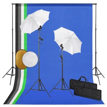 ARDEBO.de - Fotostudio-Set mit Leuchten, Schirmen, Hintergrund, Reflektor