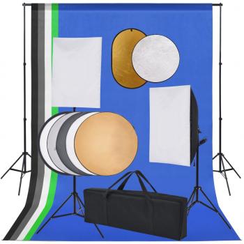 ARDEBO.de - Fotostudio-Set mit Softbox-Lampen, Hintergrund und Reflektor