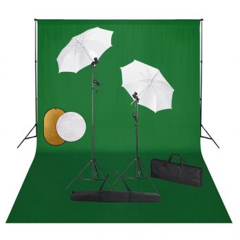 ARDEBO.de - Fotostudio-Set mit Lampen, Schirmen, Hintergrund & Reflektor