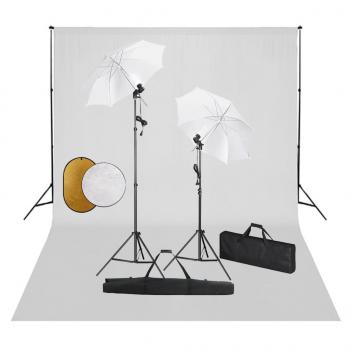 ARDEBO.de - Fotostudio-Set mit Leuchten, Schirmen, Hintergrund, Reflektor