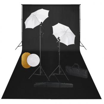 ARDEBO.de - Fotostudio-Set mit Leuchten, Schirmen, Hintergrund, Reflektor