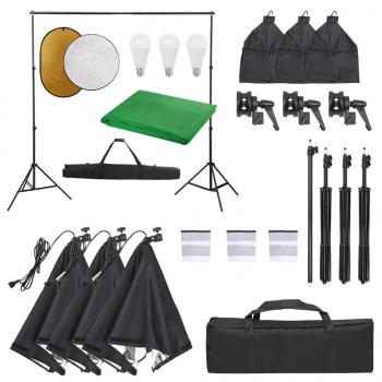 ARDEBO.de - Fotostudio-Set mit Beleuchtung, Hintergrund und Reflektor