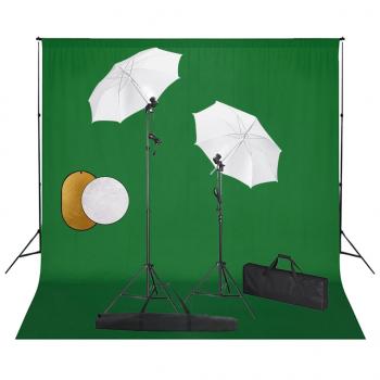 ARDEBO.de - Fotostudio-Set mit Leuchten, Schirmen, Hintergrund, Reflektor