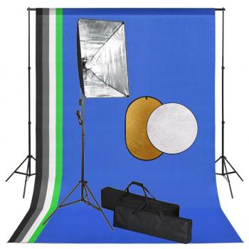 ARDEBO.de - Fotostudio-Set mit Softbox-Lampen, Hintergrund und Reflektor