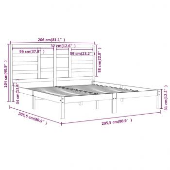 Massivholzbett Grau 200x200 cm