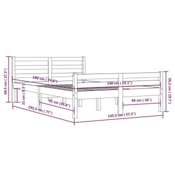 Massivholzbett Grau 140x190 cm