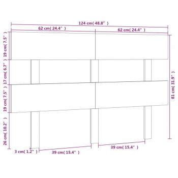 Kopfteil Grau 124x3x81 cm Massivholz Kiefer