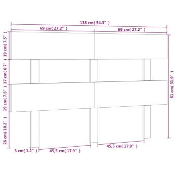 Kopfteil Grau 138x3x81 cm Massivholz Kiefer