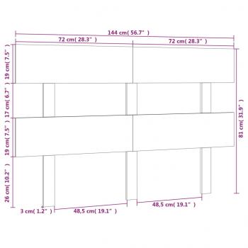 Kopfteil Schwarz 144x3x81 cm Massivholz Kiefer